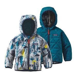 Toddler Boys Patagonia Reversible Quilted Jacket Blue & Patterned Size 2T EUC!